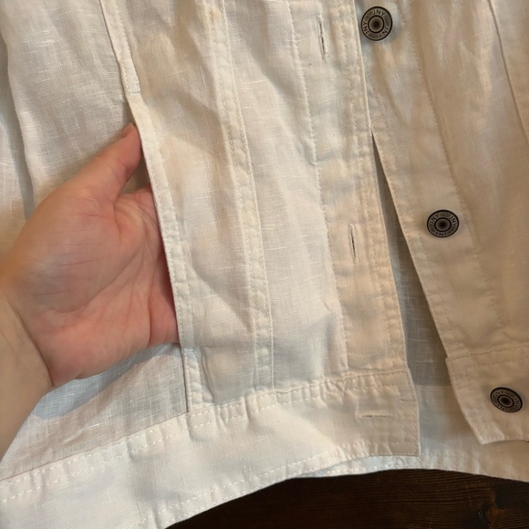 Jones New York Classic White Jean Jacket Style Jacket in Linen Medium - Picture 7 of 8